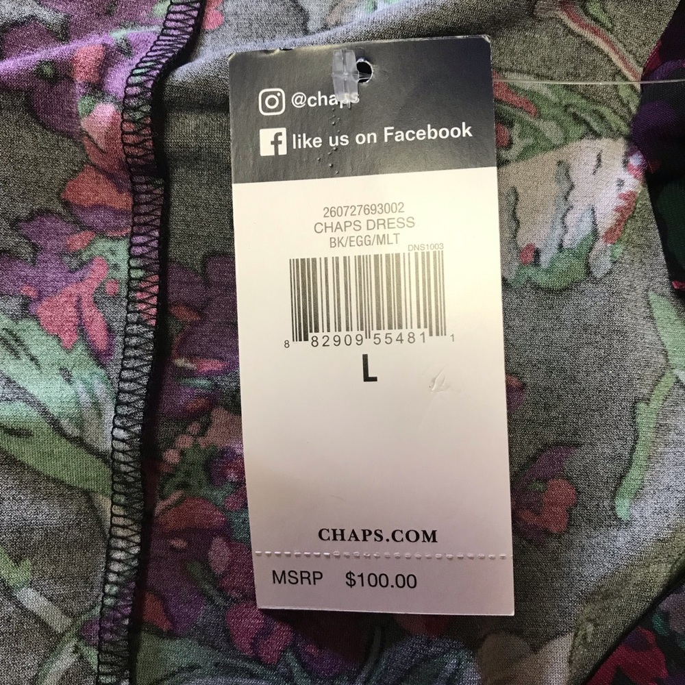 π·NWT! Chaps Vibrant Floral Faux Wrap Dress - Picture 6 of 7